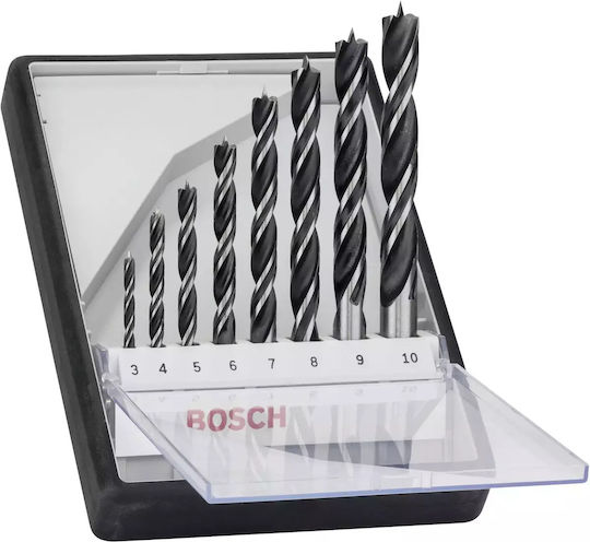 Bosch Set of 8 Drills with Cylindrical Shank for Wood