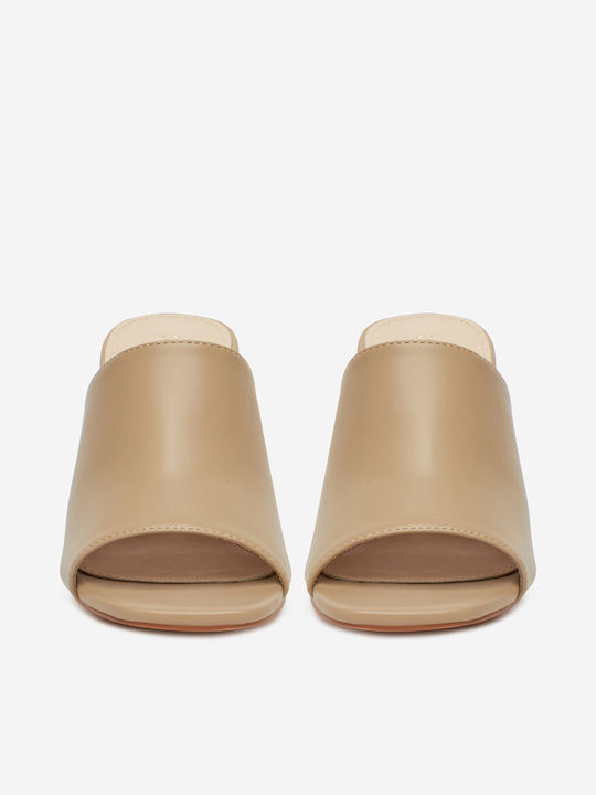 Mules mit Niedrig Absatz in Beige Farbe