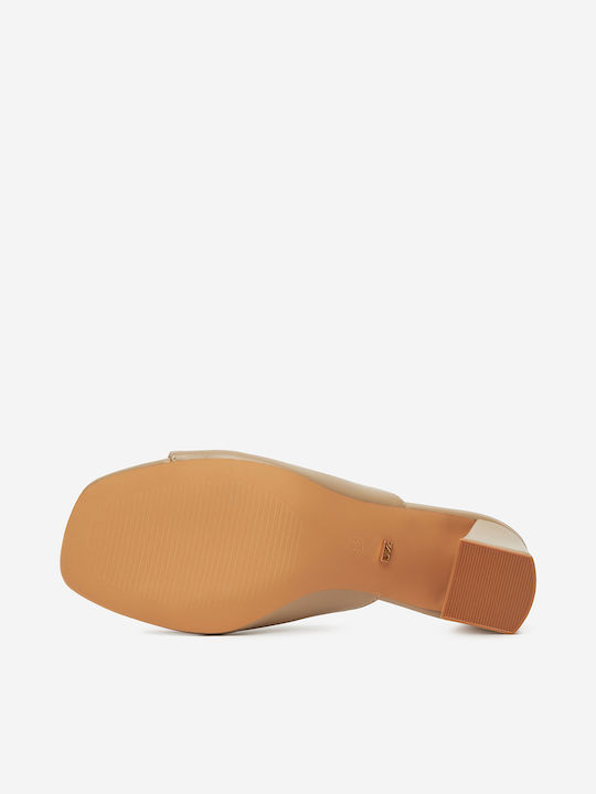 Mules mit Niedrig Absatz in Beige Farbe