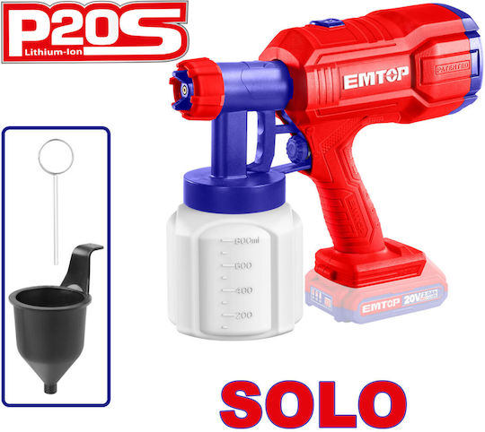 Emtop ELSG2002 Ηλεκτρικό Πιστόλι Βαφής 20V Solo με Δοχείο 0.8lt