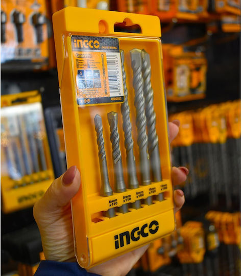 Ingco Set of 5 Drills with SDS Plus Shank for Masonry