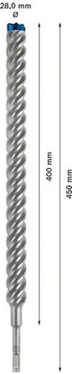 Bosch Expert SDS-Plus-7X Four-Cut Drill Carbide with SDS Plus Shank for Glass, Tiles and Masonry 28x450mm
