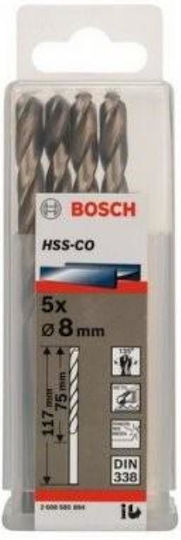 Bosch Set of 5 HSS-Co Drills HSS with Cylindrical Shank for Metal