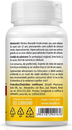Zenyth Vitamin D3+K2+Ca+Mg Complex Multivitamin for Immune System Boost & Bone Health 1000iu 680mg Natural 30 caps