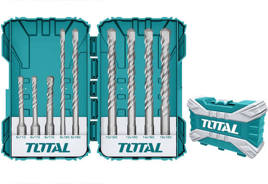 Total Set of 9 Drills with SDS Plus Shank for Masonry