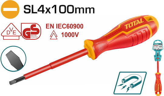 Total Magnetic Electrician Screwdriver VDE 1000V Straight Size 4x100mm