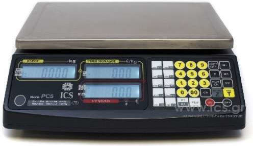 ICS PC-5 Ηλεκτρονική Ζυγαριά Λιανικής με Ικανότητα Ζύγισης 30kg και Ακρίβεια 10gr