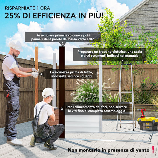 Metallische Gartenhaus mit Lüftungsschlitzen M2.3xB1.5xH2m
