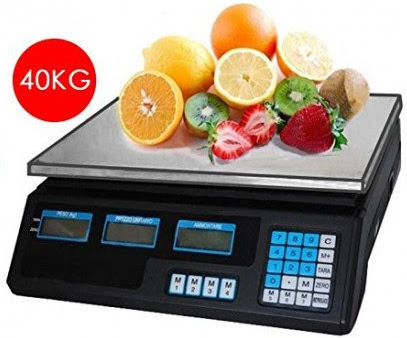 Arrango Elektronisch Einzelhandelswaage mit einer Wiegekapazität von 40kg und einer Unterteilung von 2gr