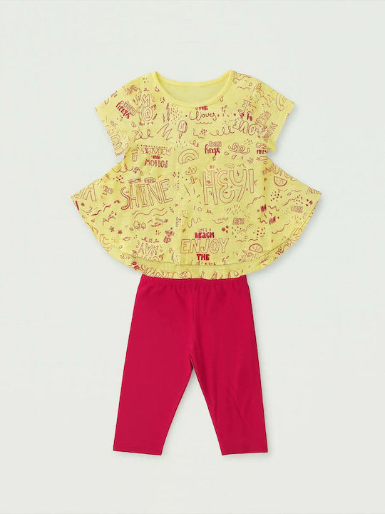 Kids' Set with Leggings Summer 2pcs Yellow Summer Allover