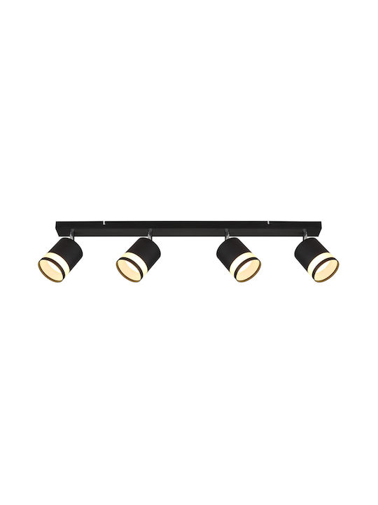 Globo Lighting Spot cu 4 Lumini și cu Soclu null în Culoare Negru