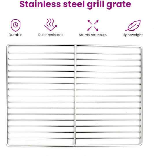 vidaXL Inox Grillrost mit Beinen 40cmx35cmcm