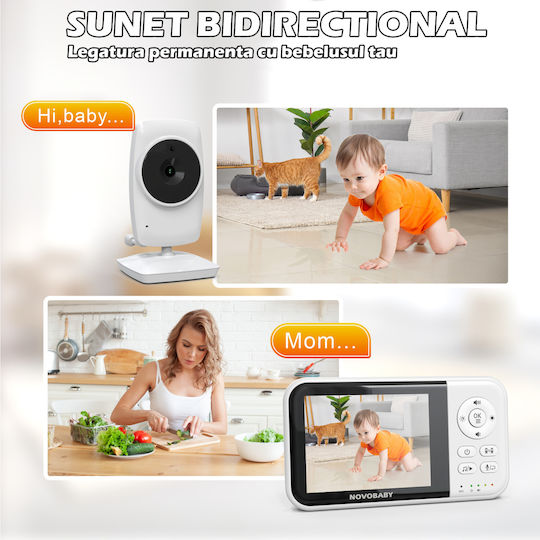 Drahtlose Babyüberwachung mit Kamera & Bildschirm 3.2" , Zwei-Wege-Kommunikation & Schlaflieder
