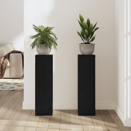 vidaXL Plants Pot Stands Wooden Black 17cmx17cmx60cmcm. 2pcs