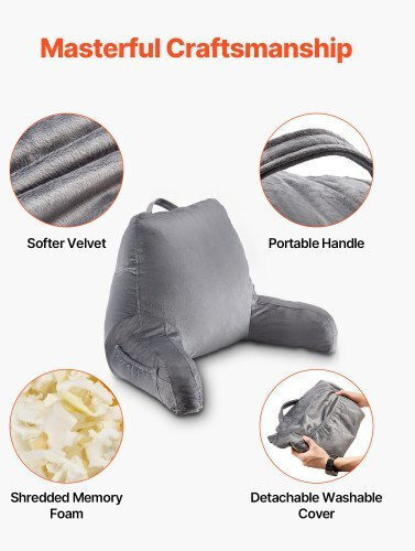 Vevor Μαξιλάρι Πλάτης με Memory Foam 15x18x10cm σε Γκρι χρώμα CGYDZSTANDARWEC2U001V0