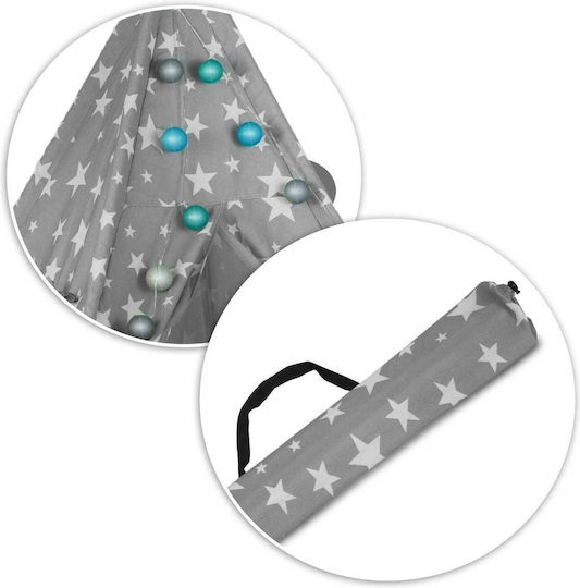 Montessori Style Play Tent "likesmart Fluffy Clouds 100" Kids Light Garland 2 Pillows Carry Bag 120x120x165 Cm Gray