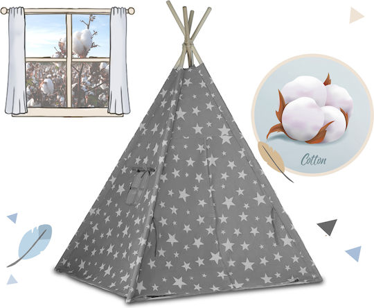 Montessori Style Play Tent "likesmart Fluffy Clouds 100" Kids Light Garland 2 Pillows Carry Bag 120x120x165 Cm Gray