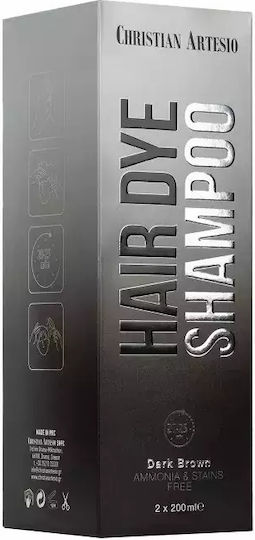 Hair Dye Shampoo 400ml – Dark Brown Easy Instant Grey Coverage Ideal for Men + Women