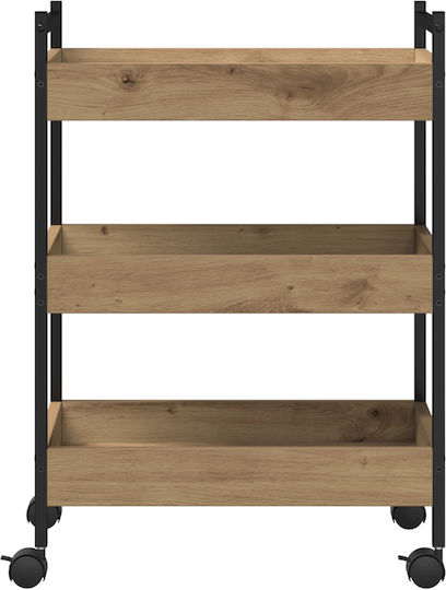 vidaXL Wooden Kitchen Trolley 3 Tiers Brown 50x30x70cm