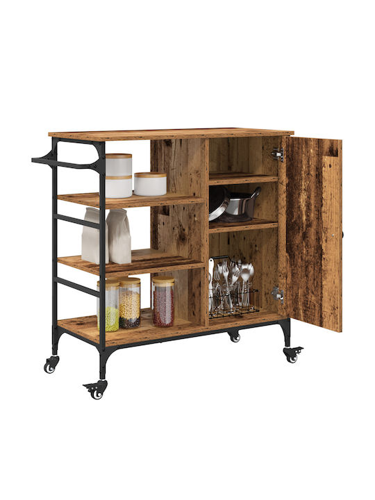 vidaXL Τρόλεϊ Κουζίνας Ξύλινο 4 Θέσεων Καφέ 84.5x38.5x87.5cm