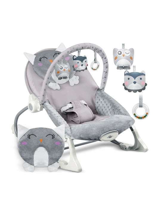 Electric Relax pentru Bebeluși Sleepy Owl cu Vibrații Gri pentru Copil până la 18kg