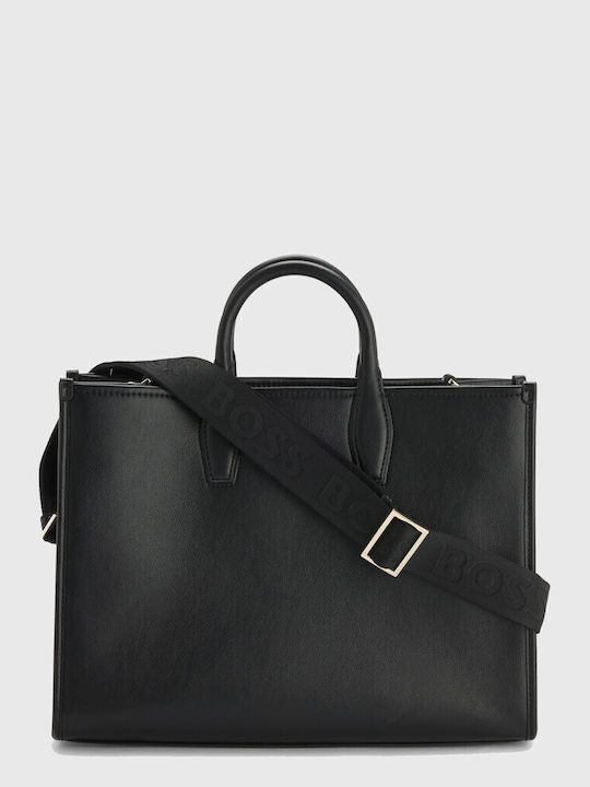 Boss Geantă Tote Curea Logo Detașabilă Sandy Med Tote Neagră Genți Femei Neagră 50547947-001