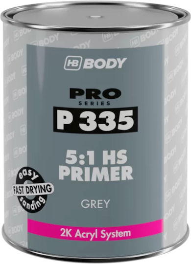 HB Body P335 5:1 HS Filling Primer Грунд Акрилен грунд за запълване Сив Подходящ за Метал / Пластмаса - PVC 1лт