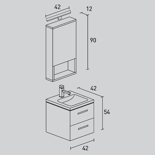 Pro Bagno Πάγκος χωρίς Νιπτήρα Γκρι Pro Bagno Πάγκος χωρίς Νιπτήρα Γκρι