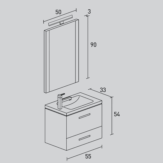 Pro Bagno Πάγκος χωρίς Νιπτήρα Γκρι Pro Bagno Πάγκος χωρίς Νιπτήρα Γκρι