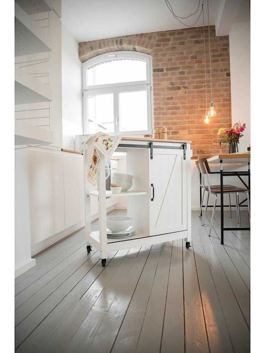 Wenko Wooden Kitchen Trolley 4 Tiers Green 80x40x88.5cm