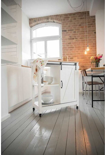 Wenko Wooden Kitchen Trolley 4 Tiers Green 80x40x88.5cm