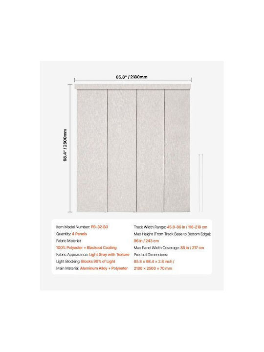 Vevor Roller Blinds Total Blackout Gray W85.8xH98.4cm MBGDBYCW4588U6BC9V0