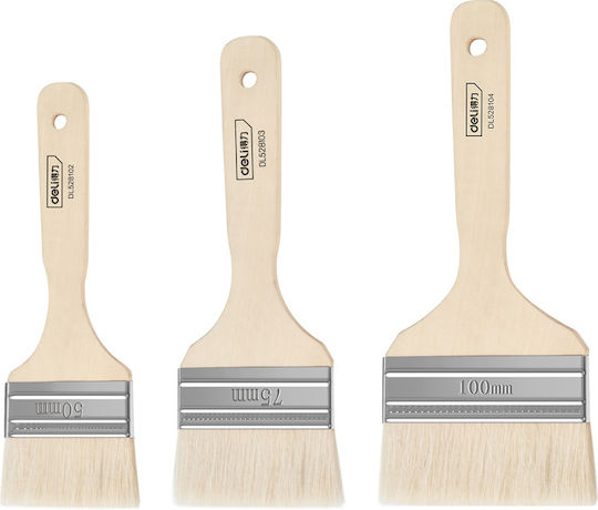 Deli Paint Brush Straight 100mm 3pcs
