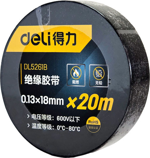 Deli Isolierband 18mm x 20m Schwarz