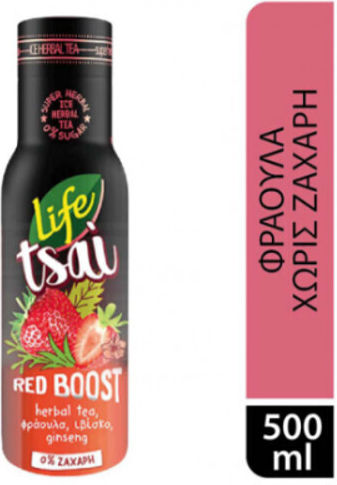 Life Red Boost Ice Tea Φράουλα, Ιβίσκος, Ginger Χωρίς Ανθρακικό & Ζάχαρη 500ml