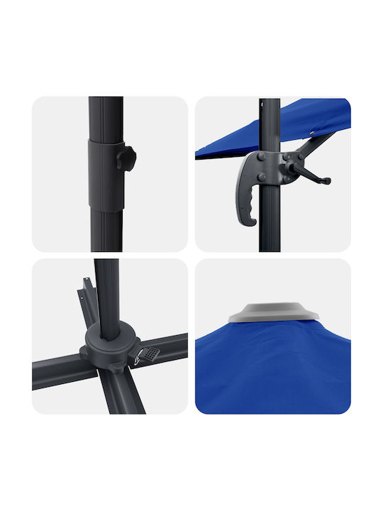 Hängender Quadratischer Aluminium-Garten- und Terrassen-Sonnenschirm Hellblau 2,5x2,5xH2,6m