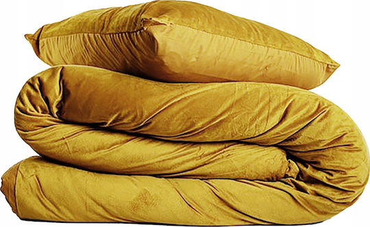 Douceur d'Intérieur Duvet Cover Set Queen with 2 Pillowcases 240x220 L-c Velina Ochre