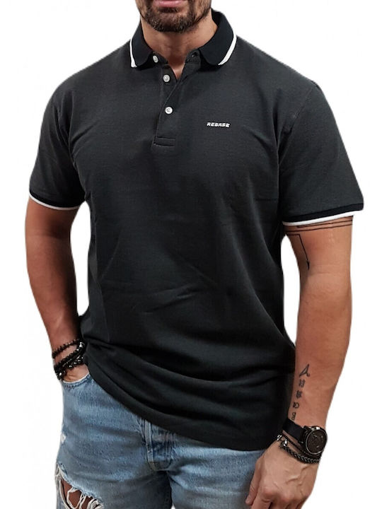 Rebase 231-RPS-290 Polo T-shirt Μαύρο
