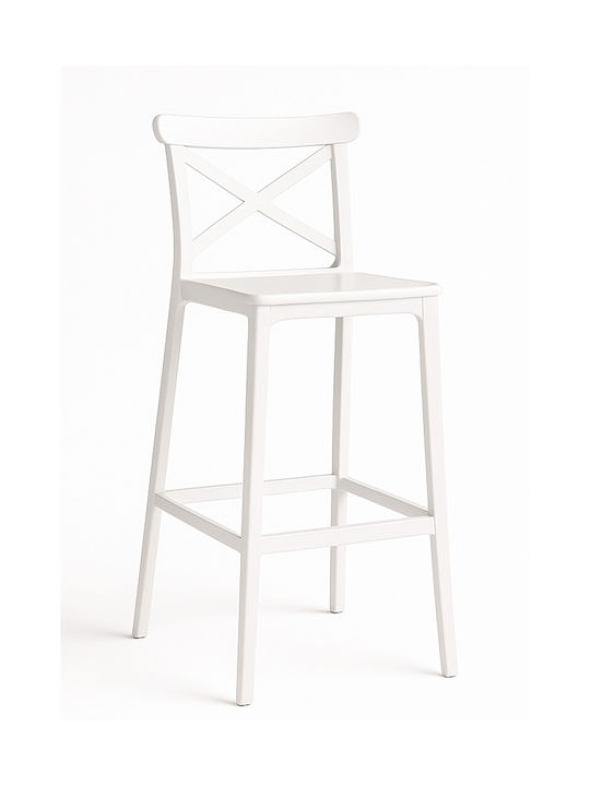 Σκαμπό Μπαρ από Πολυπροπυλένιο Elly Λευκό 49x47x100cm