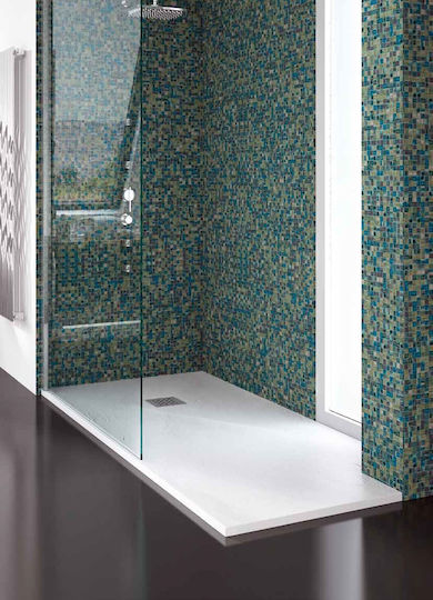 Karag Rectangular Artificial Stone Shower Bianco Pietra 80x100x2.5cm
