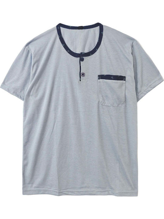 Ustyle Men's Summer Pajamas Set Sky Blue