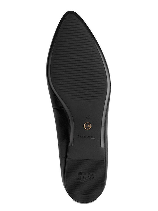 Leather Ballerinas With strap Black
