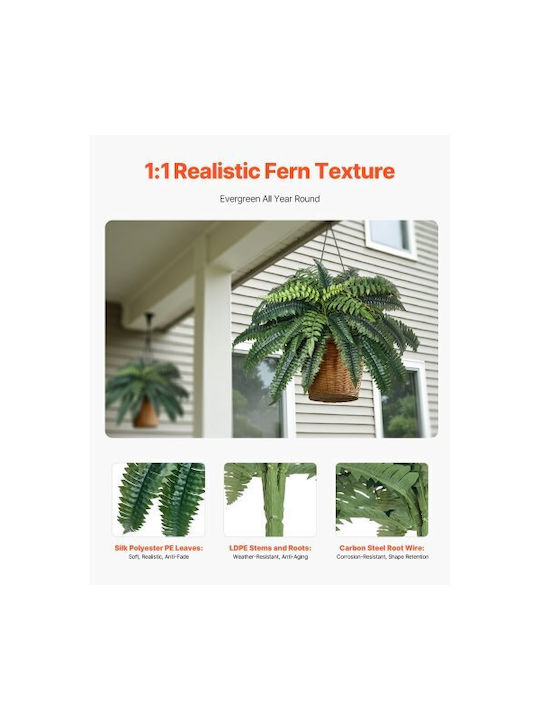 Artificial Decorative Branch Fern Green 25cm 2pcs Vevor