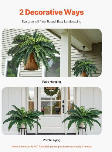 Artificial Decorative Branch Fern Green 25cm 2pcs Vevor
