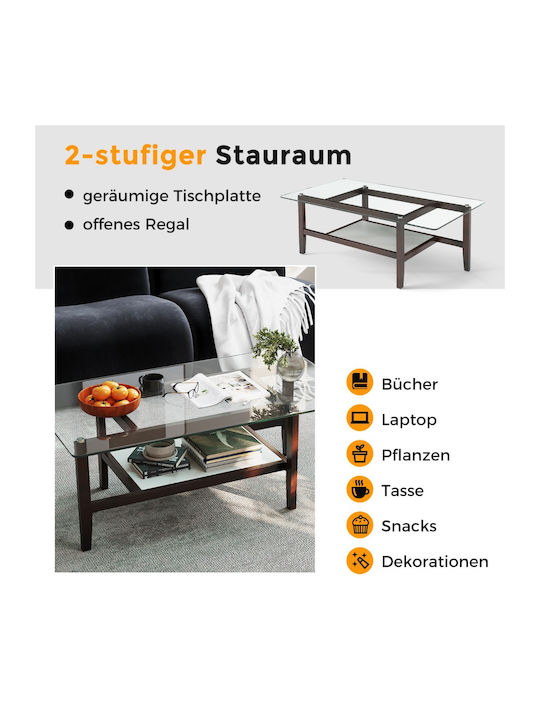 Rechteckiger Zentraler Kaffeetisch Glas Glas M107xL60xH42cm