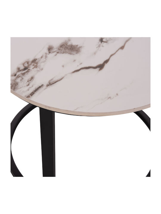 Rund Beistelltisch Talos Metall White Marble 2Stück B70xT70xH45.5cm
