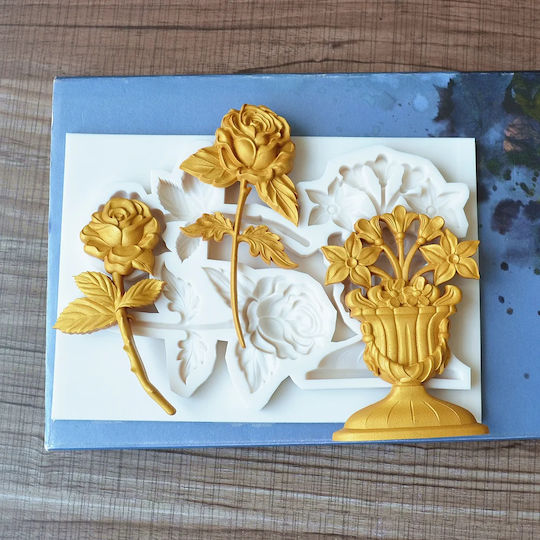 Silicone Mold Flowers Flowerpot 19.5x13x1.3cm