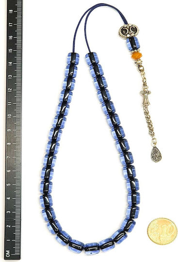 Roloi Komboloi Mastic Worry Beads with 33 Beads Blue 34cm