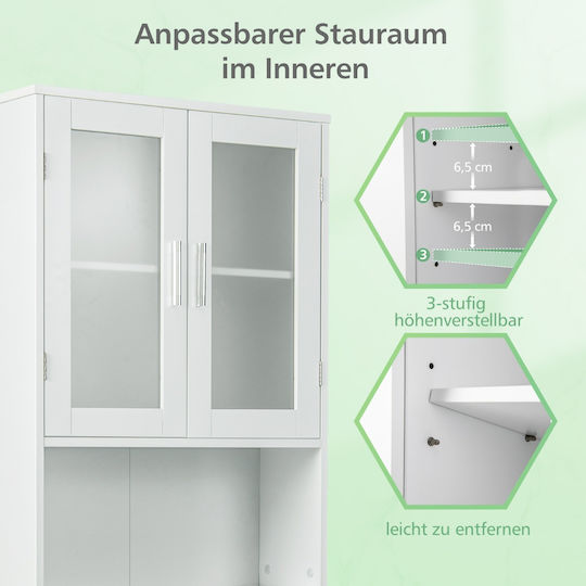 Costway Wall Mounted Bathroom Shelf Wooden 58x19x170cm White