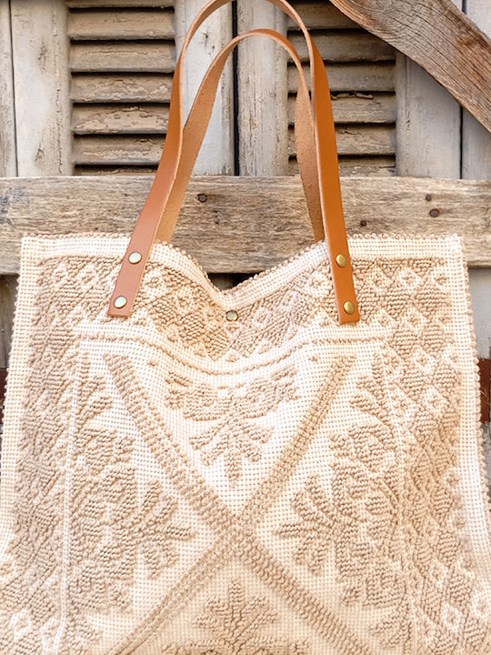Boho Καλοκαιρινή Υφαντή Τσάντα Tunise Beige